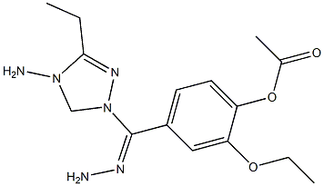 4-[2-(4-amino-5-ethyl-4H-1,2,4-triazol-3-yl)carbohydrazonoyl]-2-ethoxyphenyl acetate 结构式