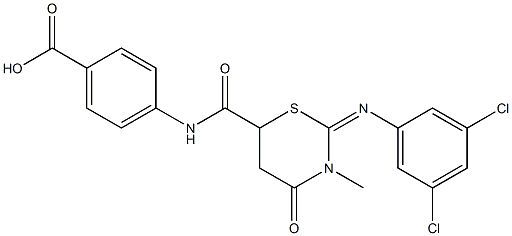 4-[({2-[(3,5-dichlorophenyl)imino]-3-methyl-4-oxo-1,3-thiazinan-6-yl}carbonyl)amino]benzoic acid 结构式