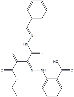 2-(2-{1-[(2-benzylidenehydrazino)carbonyl]-3-ethoxy-2,3-dioxopropylidene}hydrazino)benzoic acid 结构式