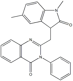 2-[(1,5-dimethyl-2-oxo-2,3-dihydro-1H-indol-3-yl)methyl]-3-phenyl-4(3H)-quinazolinone 结构式