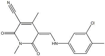 5-[(3-chloro-4-methylanilino)methylene]-1,4-dimethyl-2,6-dioxo-1,2,5,6-tetrahydro-3-pyridinecarbonitrile 结构式