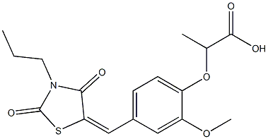 2-{4-[(2,4-dioxo-3-propyl-1,3-thiazolidin-5-ylidene)methyl]-2-methoxyphenoxy}propanoic acid 结构式