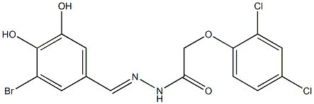 N'-(3-bromo-4,5-dihydroxybenzylidene)-2-(2,4-dichlorophenoxy)acetohydrazide 结构式