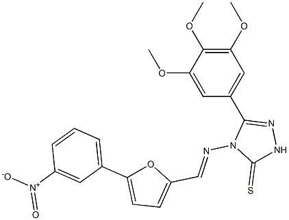 4-{[(5-{3-nitrophenyl}-2-furyl)methylene]amino}-5-(3,4,5-trimethoxyphenyl)-2,4-dihydro-3H-1,2,4-triazole-3-thione 结构式