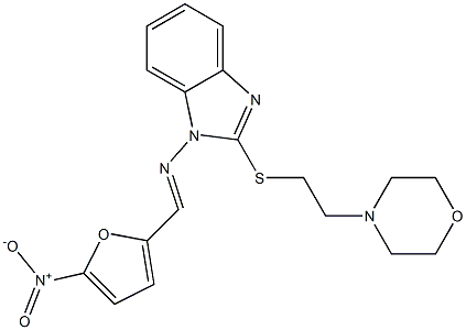 1-[({5-nitro-2-furyl}methylene)amino]-2-{[2-(4-morpholinyl)ethyl]sulfanyl}-1H-benzimidazole 结构式