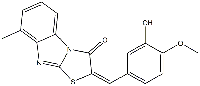 2-(3-hydroxy-4-methoxybenzylidene)-8-methyl[1,3]thiazolo[3,2-a]benzimidazol-3(2H)-one 结构式