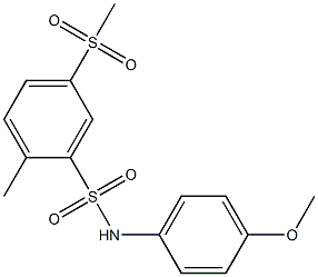 N-(4-methoxyphenyl)-2-methyl-5-(methylsulfonyl)benzenesulfonamide 结构式