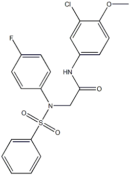 N-(3-chloro-4-methoxyphenyl)-2-[4-fluoro(phenylsulfonyl)anilino]acetamide 结构式