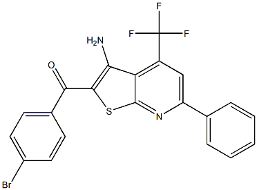 [3-amino-6-phenyl-4-(trifluoromethyl)thieno[2,3-b]pyridin-2-yl](4-bromophenyl)methanone 结构式