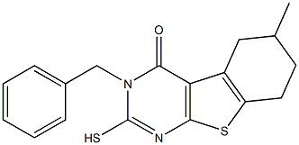 3-benzyl-6-methyl-2-sulfanyl-5,6,7,8-tetrahydro[1]benzothieno[2,3-d]pyrimidin-4(3H)-one 结构式