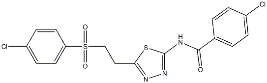 4-chloro-N-(5-{2-[(4-chlorophenyl)sulfonyl]ethyl}-1,3,4-thiadiazol-2-yl)benzamide 结构式