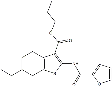 propyl 6-ethyl-2-(2-furoylamino)-4,5,6,7-tetrahydro-1-benzothiophene-3-carboxylate 结构式