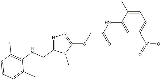2-[(5-{[(2,6-dimethylphenyl)amino]methyl}-4-methyl-4H-1,2,4-triazol-3-yl)sulfanyl]-N-{5-nitro-2-methylphenyl}acetamide 结构式