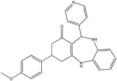 3-(4-methoxyphenyl)-11-(4-pyridinyl)-2,3,4,5,10,11-hexahydro-1H-dibenzo[b,e][1,4]diazepin-1-one 结构式