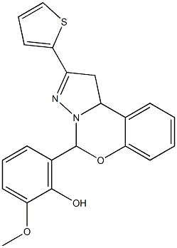 2-methoxy-6-[2-(2-thienyl)-1,10b-dihydropyrazolo[1,5-c][1,3]benzoxazin-5-yl]phenol 结构式