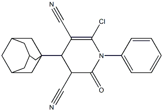 4-(1-adamantyl)-6-chloro-2-oxo-1-phenyl-1,2,3,4-tetrahydropyridine-3,5-dicarbonitrile 结构式