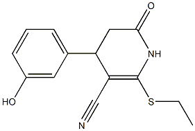 2-(ethylsulfanyl)-4-(3-hydroxyphenyl)-6-oxo-1,4,5,6-tetrahydro-3-pyridinecarbonitrile 结构式