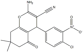 2-amino-4-{4-chloro-3-nitrophenyl}-7,7-dimethyl-5-oxo-5,6,7,8-tetrahydro-4H-chromene-3-carbonitrile 结构式