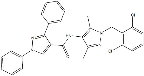 N-[1-(2,6-dichlorobenzyl)-3,5-dimethyl-1H-pyrazol-4-yl]-1,3-diphenyl-1H-pyrazole-4-carboxamide 结构式