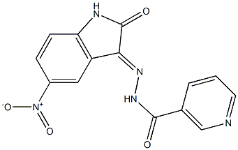 N'-{5-nitro-2-oxo-1,2-dihydro-3H-indol-3-ylidene}nicotinohydrazide 结构式