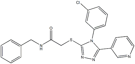 2-{[4-(3-chlorophenyl)-5-pyridin-3-yl-4H-1,2,4-triazol-3-yl]sulfanyl}-N-(phenylmethyl)acetamide 结构式