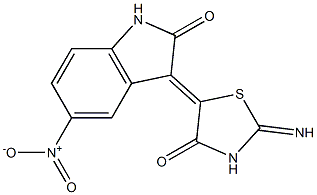 5-nitro-3-(2-imino-4-oxo-1,3-thiazolidin-5-ylidene)-1,3-dihydro-2H-indol-2-one 结构式