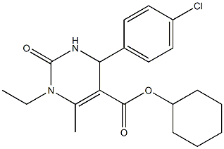 cyclohexyl 4-(4-chlorophenyl)-1-ethyl-6-methyl-2-oxo-1,2,3,4-tetrahydro-5-pyrimidinecarboxylate 结构式