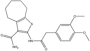 2-{[(3,4-dimethoxyphenyl)acetyl]amino}-5,6,7,8-tetrahydro-4H-cyclohepta[b]thiophene-3-carboxamide 结构式