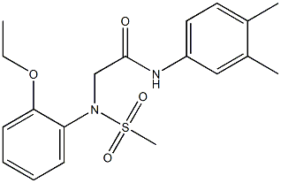 N-(3,4-dimethylphenyl)-2-[2-ethoxy(methylsulfonyl)anilino]acetamide 结构式