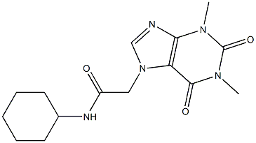 N-cyclohexyl-2-(1,3-dimethyl-2,6-dioxo-1,2,3,6-tetrahydro-7H-purin-7-yl)acetamide 结构式