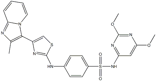 N-(2,6-dimethoxy-4-pyrimidinyl)-4-{[4-(2-methylimidazo[1,2-a]pyridin-3-yl)-1,3-thiazol-2-yl]amino}benzenesulfonamide 结构式