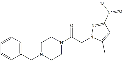 1-benzyl-4-({3-nitro-5-methyl-1H-pyrazol-1-yl}acetyl)piperazine 结构式