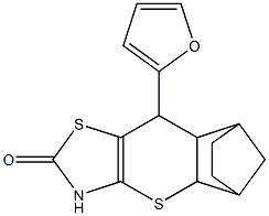 9-(2-furyl)-3,7-dithia-5-azatetracyclo[9.2.1.0~2,10~.0~4,8~]tetradec-4(8)-en-6-one 结构式