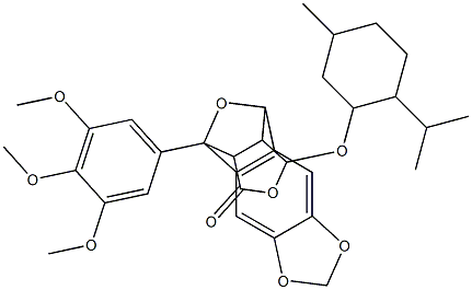 15-[(2-isopropyl-5-methylcyclohexyl)oxy]-11-(3,4,5-trimethoxyphenyl)-5,7,14,17-tetraoxapentacyclo[9.5.1.0~2,10~.0~4,8~.0~12,16~]heptadeca-2(10),3,8-trien-13-one 结构式