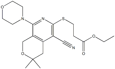 ethyl 3-{[5-cyano-3,3-dimethyl-8-(4-morpholinyl)-3,4-dihydro-1H-pyrano[3,4-c]pyridin-6-yl]sulfanyl}propanoate 结构式