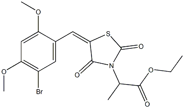 ethyl 2-[5-(5-bromo-2,4-dimethoxybenzylidene)-2,4-dioxo-1,3-thiazolidin-3-yl]propanoate 结构式