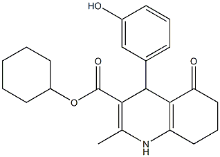 cyclohexyl 4-(3-hydroxyphenyl)-2-methyl-5-oxo-1,4,5,6,7,8-hexahydro-3-quinolinecarboxylate 结构式