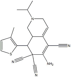 6-amino-2-isopropyl-8-(3-methyl-2-thienyl)-2,3,8,8a-tetrahydro-5,7,7(1H)-isoquinolinetricarbonitrile 结构式