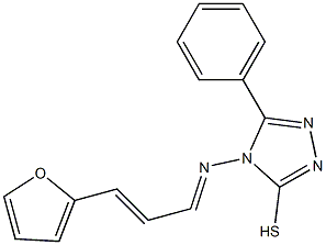 4-{[3-(2-furyl)-2-propenylidene]amino}-5-phenyl-4H-1,2,4-triazol-3-yl hydrosulfide 结构式