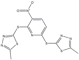 3-nitro-2,6-bis[(5-methyl-1,3,4-thiadiazol-2-yl)sulfanyl]pyridine 结构式