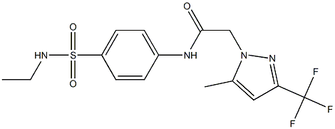 N-{4-[(ethylamino)sulfonyl]phenyl}-2-[5-methyl-3-(trifluoromethyl)-1H-pyrazol-1-yl]acetamide 结构式