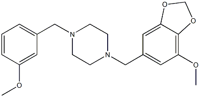1-[(7-methoxy-1,3-benzodioxol-5-yl)methyl]-4-(3-methoxybenzyl)piperazine 结构式