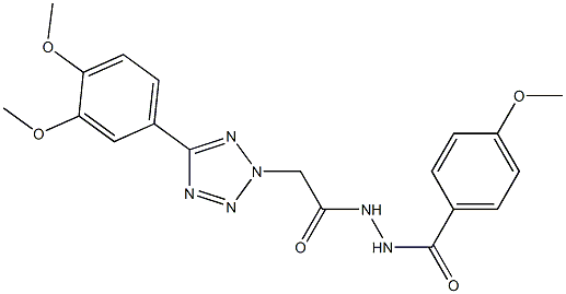 2-[5-(3,4-dimethoxyphenyl)-2H-tetraazol-2-yl]-N'-(4-methoxybenzoyl)acetohydrazide 结构式