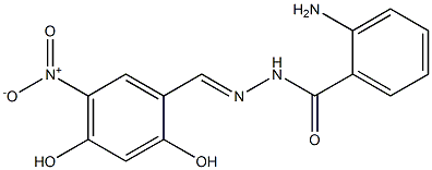 2-amino-N'-{2,4-dihydroxy-5-nitrobenzylidene}benzohydrazide 结构式