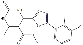 ethyl 4-[5-(3-chloro-2-methylphenyl)-2-furyl]-6-methyl-2-thioxo-1,2,3,4-tetrahydro-5-pyrimidinecarboxylate 结构式