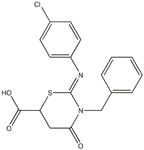 3-benzyl-2-[(4-chlorophenyl)imino]-4-oxo-1,3-thiazinane-6-carboxylic acid 结构式