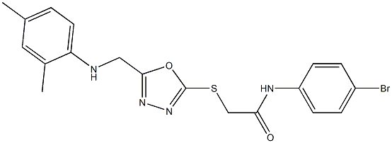 N-(4-bromophenyl)-2-[(5-{[(2,4-dimethylphenyl)amino]methyl}-1,3,4-oxadiazol-2-yl)sulfanyl]acetamide 结构式