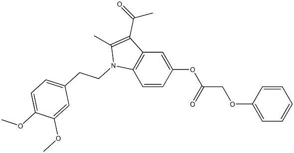 3-acetyl-1-[2-(3,4-dimethoxyphenyl)ethyl]-2-methyl-1H-indol-5-yl phenoxyacetate 结构式
