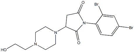 1-(2,4-dibromophenyl)-3-[4-(2-hydroxyethyl)-1-piperazinyl]-2,5-pyrrolidinedione 结构式
