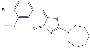 2-(1-azepanyl)-5-(4-hydroxy-3-methoxybenzylidene)-1,3-thiazol-4(5H)-one 结构式